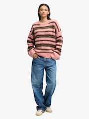 Superdry Pink Slouchy Brushed Knit Jumper - Image 3 of 6