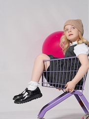 Toezone Black Matilda Patent Leather Unicorn Rip Tape School Shoes - Image 5 of 11