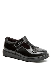 Toezone Black Matilda Patent Leather Unicorn Rip Tape School Shoes - Image 6 of 11
