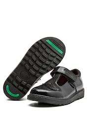 Toezone Black Matilda Patent Leather Unicorn Rip Tape School Shoes - Image 8 of 11