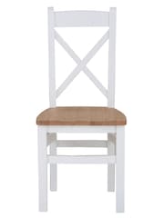 K Interiors White Oak Windsor Solid Wood Cross Back Wooden Seat Dining Chair Set of 2 - Image 2 of 5