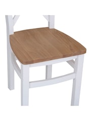 K Interiors White Oak Windsor Solid Wood Cross Back Wooden Seat Dining Chair Set of 2 - Image 3 of 5