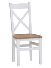 K Interiors White Oak Windsor Solid Wood Cross Back Wooden Seat Dining Chair Set of 2 - Image 5 of 5