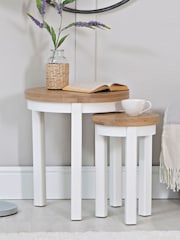 K Interiors White Oak Windsor Solid Wood Round Nest Of 2 Tables - Image 1 of 5