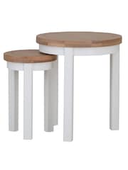 K Interiors White Oak Windsor Solid Wood Round Nest Of 2 Tables - Image 2 of 5