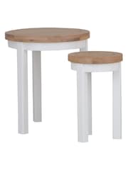 K Interiors White Oak Windsor Solid Wood Round Nest Of 2 Tables - Image 4 of 5