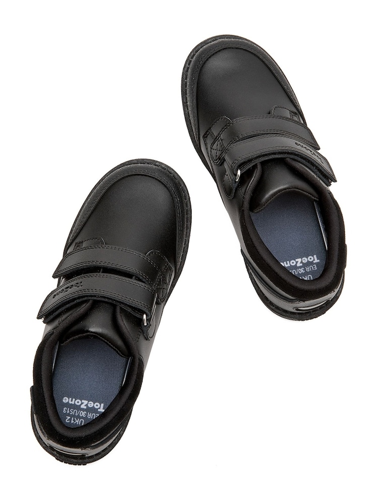 Toezone Black Tracer Classic Double Rip Tape Leather School Shoes - Image 10 of 10 Toezone Black Tracer Classic Double Rip Tape Leather School Shoes - Image 10 of 10