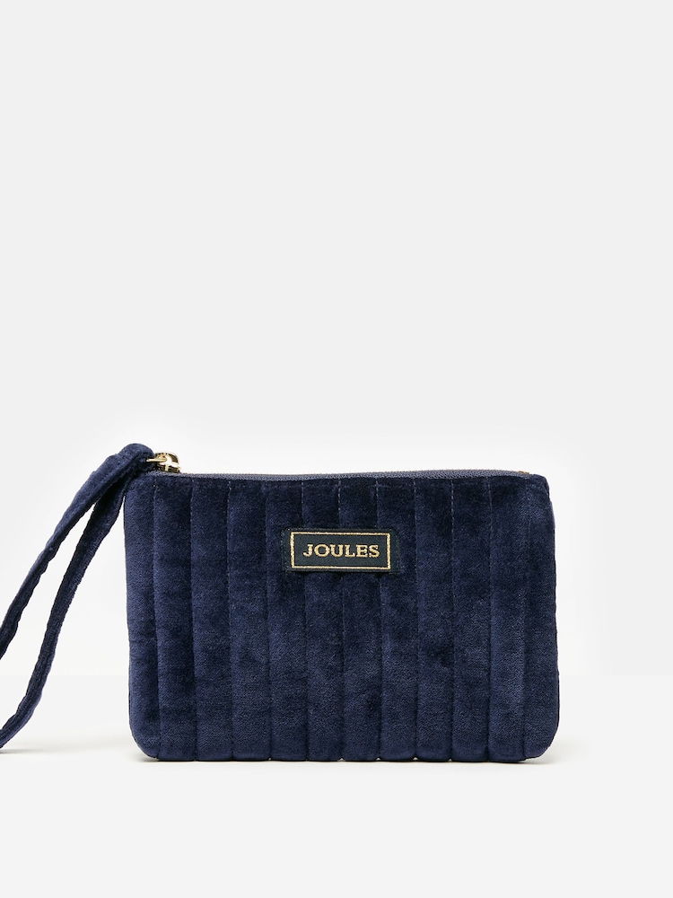Joules Daphne Navy Blue Velvet Wrist Purse - Image 1 of 4