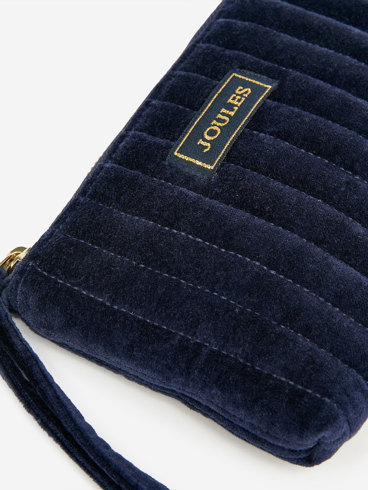 Joules Daphne Navy Blue Velvet Wrist Purse - Image 4 of 4