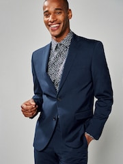 Bright Blue Slim Fit Stretch Tonic Suit: Jacket - Image 3 of 8