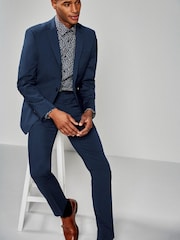 Bright Blue Slim Fit Stretch Tonic Suit: Jacket - Image 5 of 8