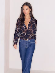 Cadena completa azul marino - Camisa estampada de gasa Lipsy - Imagen 3 de 6