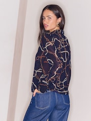 Cadena completa azul marino - Camisa estampada de gasa Lipsy - Imagen 4 de 6