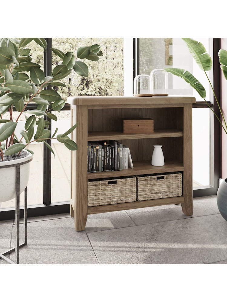 K Interiors Smoked Oak Embleton Solid Wood Small Bookcase - Image 1 of 6