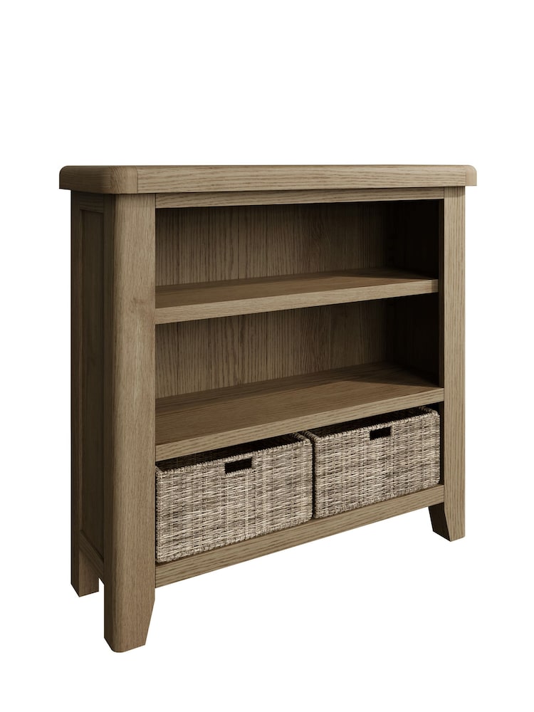 K Interiors Smoked Oak Embleton Solid Wood Small Bookcase - Image 2 of 6