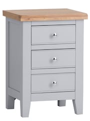 K Interiors Grey Oak Windsor Solid Wood Large Bedside Cabinet - Image 1 of 5
