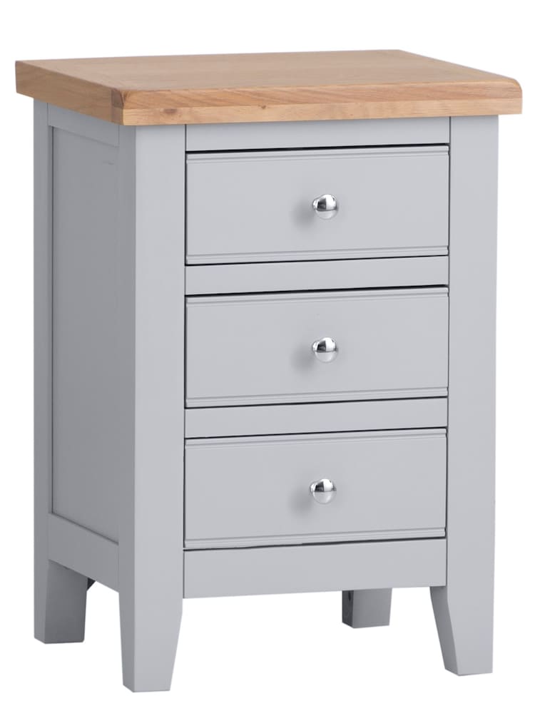 K Interiors Grey Oak Windsor Solid Wood Large Bedside Cabinet - Image 1 of 5