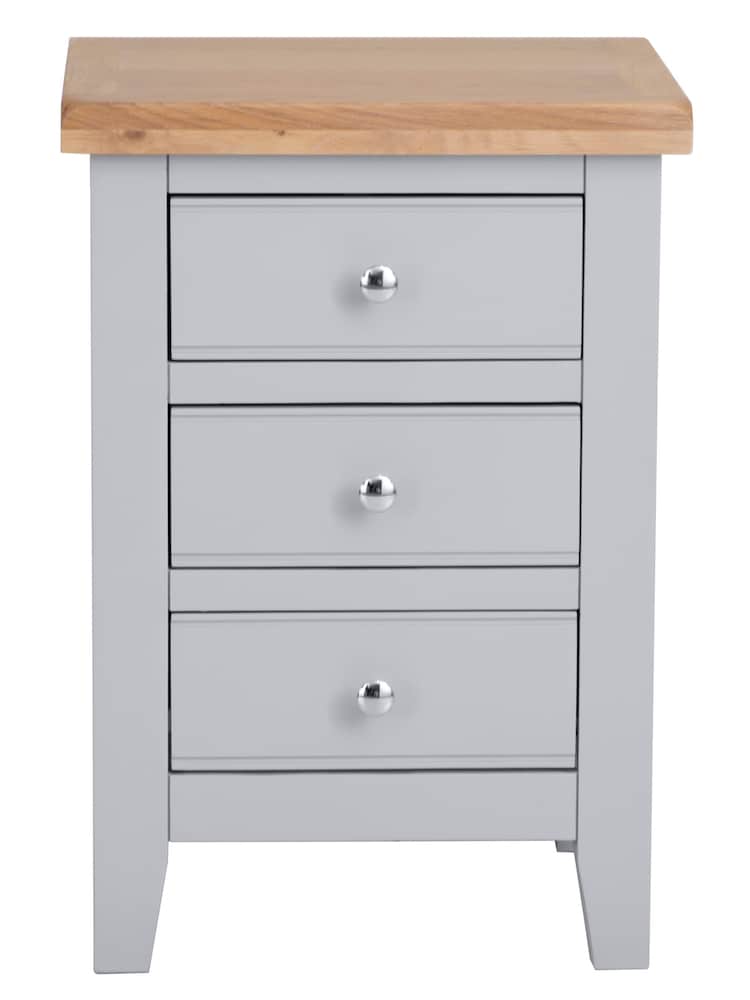 K Interiors Grey Oak Windsor Solid Wood Large Bedside Cabinet - Image 2 of 5