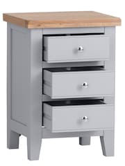 K Interiors Grey Oak Windsor Solid Wood Large Bedside Cabinet - Image 3 of 5