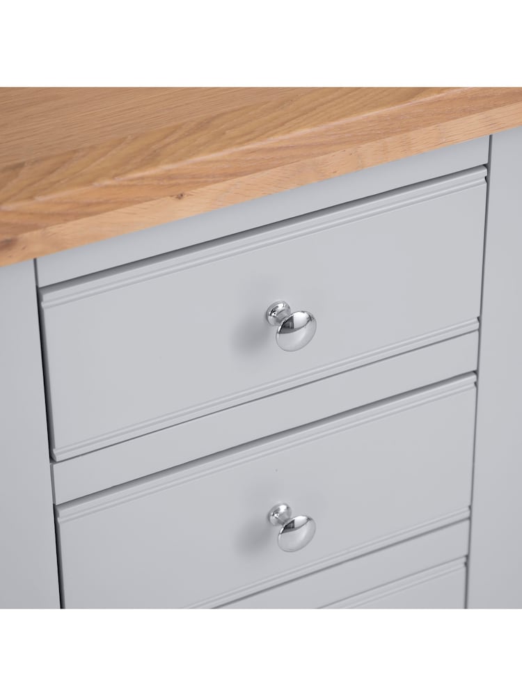 K Interiors Grey Oak Windsor Solid Wood Large Bedside Cabinet - Image 5 of 5