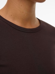 VERO MODA Chocolate Brown Long Sleeve Ribbed T-Shirt - Image 2 of 5