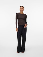 VERO MODA Chocolate Brown Long Sleeve Ribbed T-Shirt - Image 3 of 5