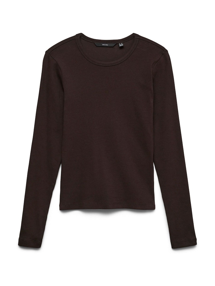 VERO MODA Chocolate Brown Long Sleeve Ribbed T-Shirt - Image 5 of 5 VERO MODA Chocolate Brown Long Sleeve Ribbed T-Shirt - Image 5 of 5
