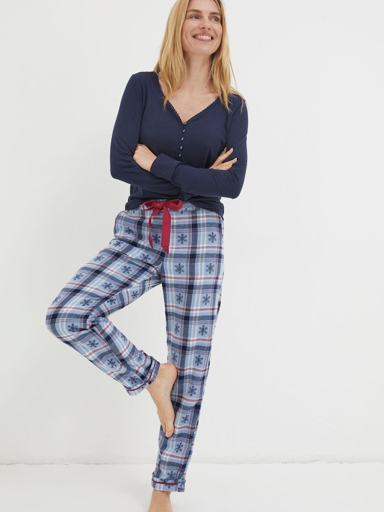 FatFace Blue Eva Snowflake Pyjama Trousers - Image 2 of 5