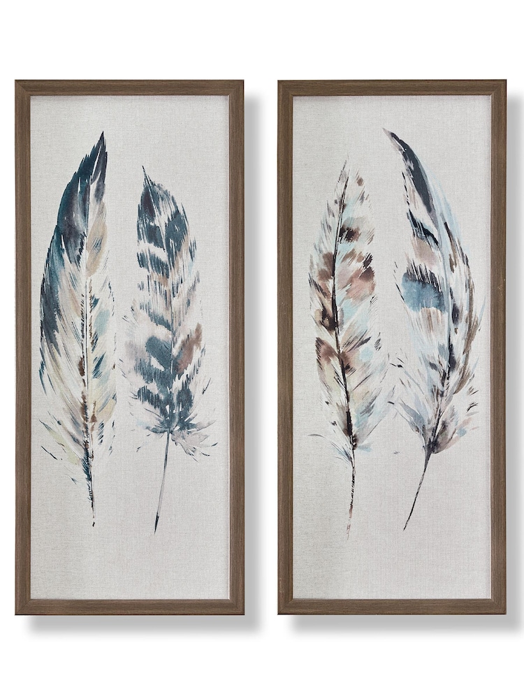 Art For The Home Set of 2 Natural Painterly Feathers Wall Art - Image 2 of 4