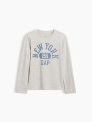 Gap Grey New York Logo Graphic Long-Sleeve T-Shirt (4-13yrs) - Image 1 of 3