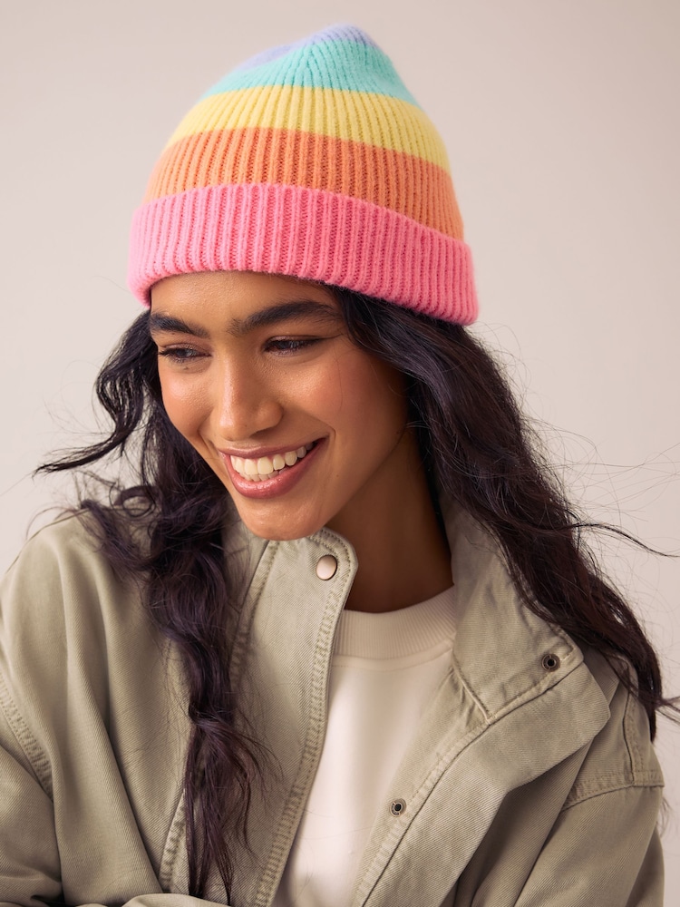 Little Bird Multi Pastel Rainbow Beanie - Image 2 of 4