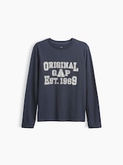 Gap Navy Logo Graphic Long-Sleeve T-Shirt (4-13yrs) - Image 1 of 3