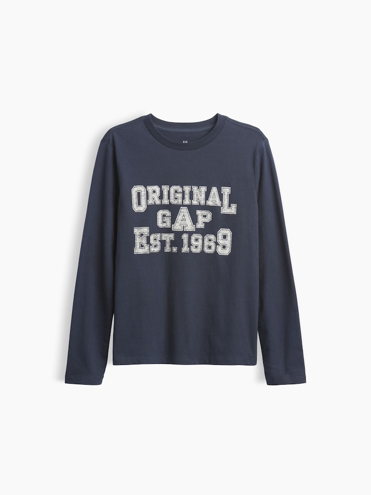 Gap Navy Logo Graphic Long-Sleeve T-Shirt (4-13yrs) - Image 1 of 3 Gap Navy Logo Graphic Long-Sleeve T-Shirt (4-13yrs) - Image 1 of 3
