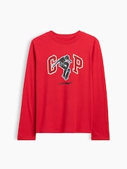 Gap Red Skater Logo Graphic Long-Sleeve T-Shirt (4-13yrs) - Image 1 of 3