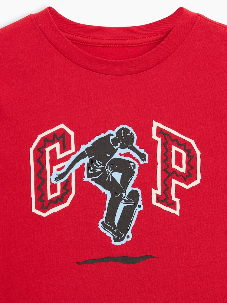 Gap Red Skater Logo Graphic Long-Sleeve T-Shirt (4-13yrs) - Image 3 of 3 Gap Red Skater Logo Graphic Long-Sleeve T-Shirt (4-13yrs) - Image 3 of 3
