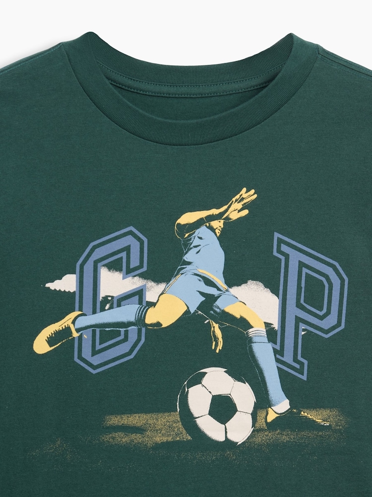 Gap Dark Green Football Logo Graphic Long-Sleeve T-Shirt (4-13yrs) - Image 3 of 3 Gap Dark Green Football Logo Graphic Long-Sleeve T-Shirt (4-13yrs) - Image 3 of 3