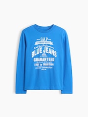 Gap Blue Logo Graphic Long-Sleeve T-Shirt (4-13yrs) - Image 1 of 3