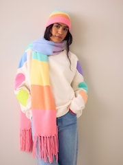 Little Bird Multi Pastel Rainbow Tassel Scarf - Image 1 of 4