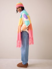 Little Bird Multi Pastel Rainbow Tassel Scarf - Image 2 of 4