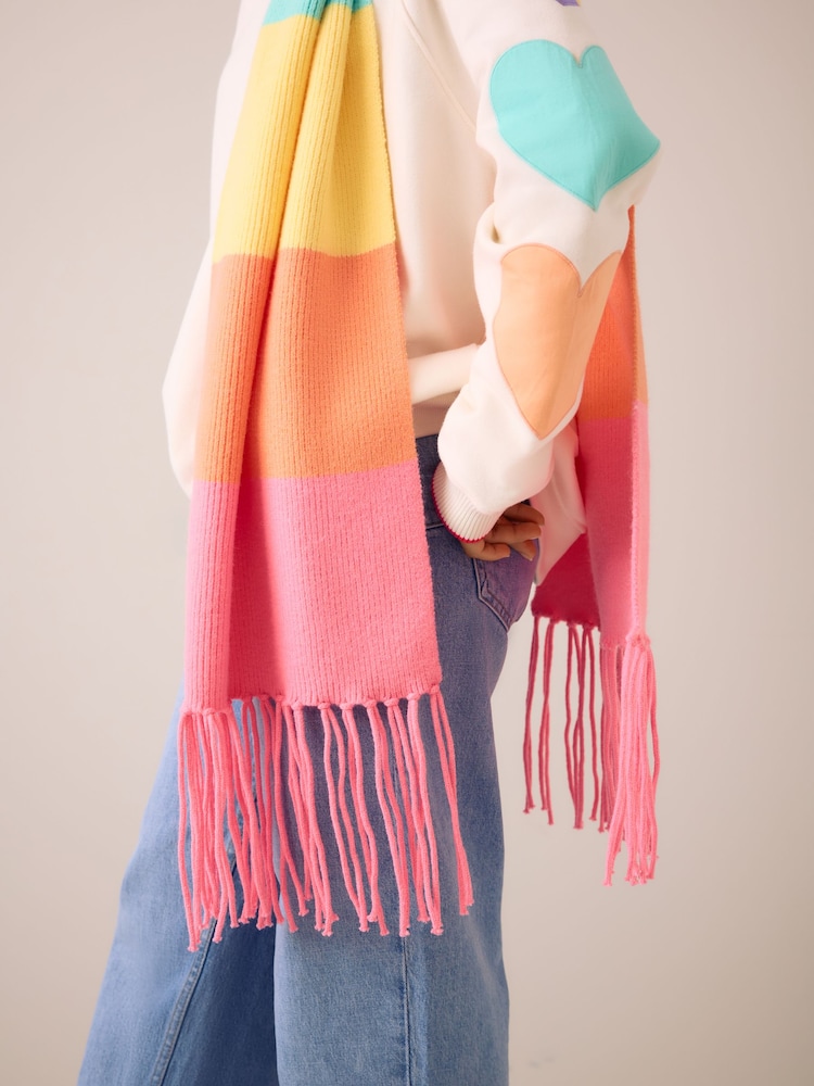 Little Bird Multi Pastel Rainbow Tassel Scarf - Image 4 of 4 Little Bird Multi Pastel Rainbow Tassel Scarf - Image 4 of 4