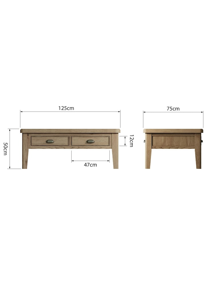 K Interiors Smoked Oak Embleton Solid Wood Large Coffee Table - Image 6 of 6