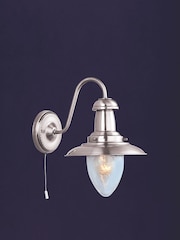 Searchlight Satin Silver Dover Wall Light With Seeded Glass - Image 1 of 1