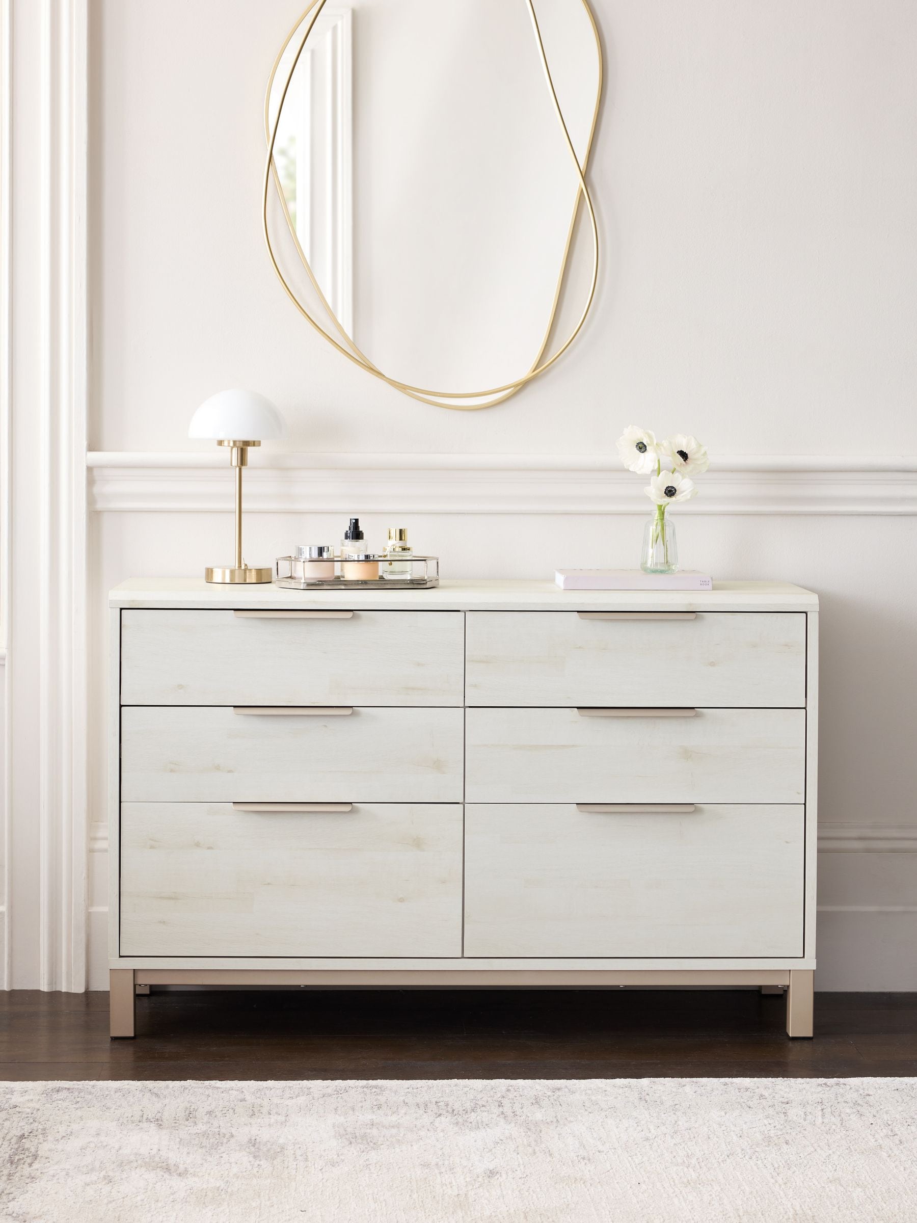 Buy White Bronx Oak Effect 6 Drawer Chest of Drawers from the Next