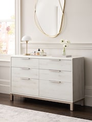 White Bronx Oak Effect 6 Drawer Chest of Drawers - Image 1 of 9