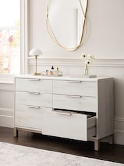 White Bronx Oak Effect 6 Drawer Chest of Drawers - Image 3 of 9
