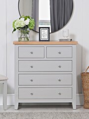 K Interiors Grey Oak Windsor Solid Wood 2 Over 3 Chest - Image 1 of 6