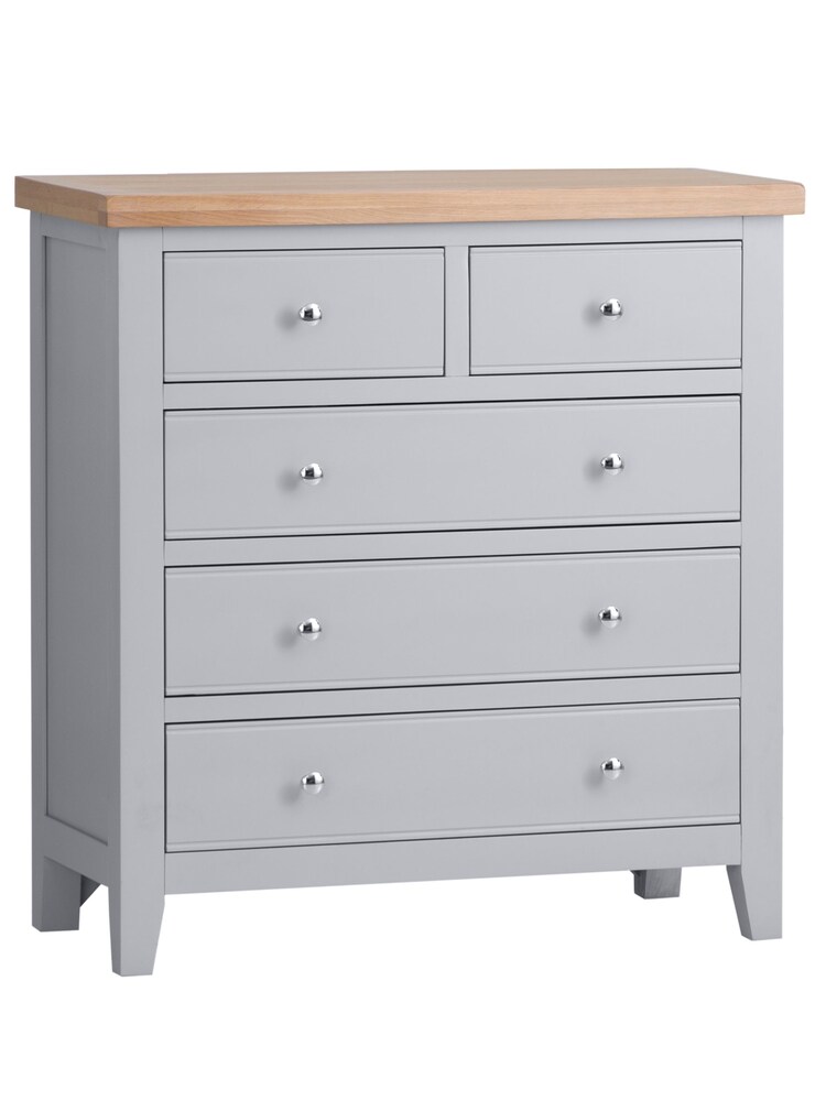 K Interiors Grey Oak Windsor Solid Wood 2 Over 3 Chest - Image 2 of 6