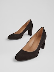 LK Bennett Black Winola Suede Round Toe Courts - Image 2 of 3