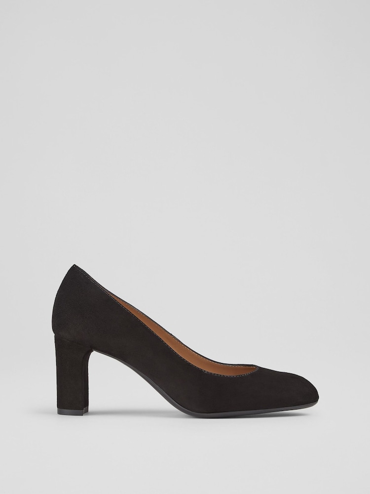 LK Bennett Black Winola Suede Round Toe Courts - Image 3 of 3