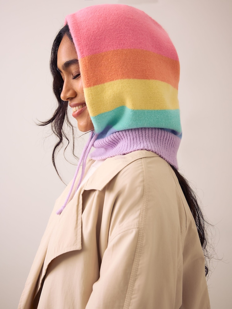Little Bird Multi Pastel Rainbow Knitted Hoodie - Image 2 of 4